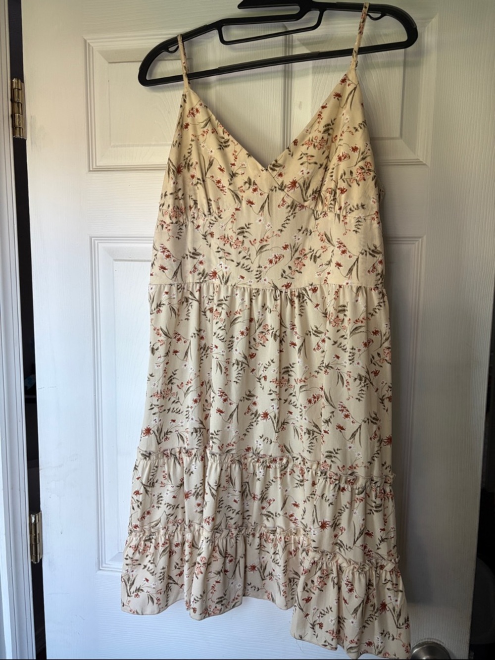 Cream Floral Spaghetti-Strap Mini Dress